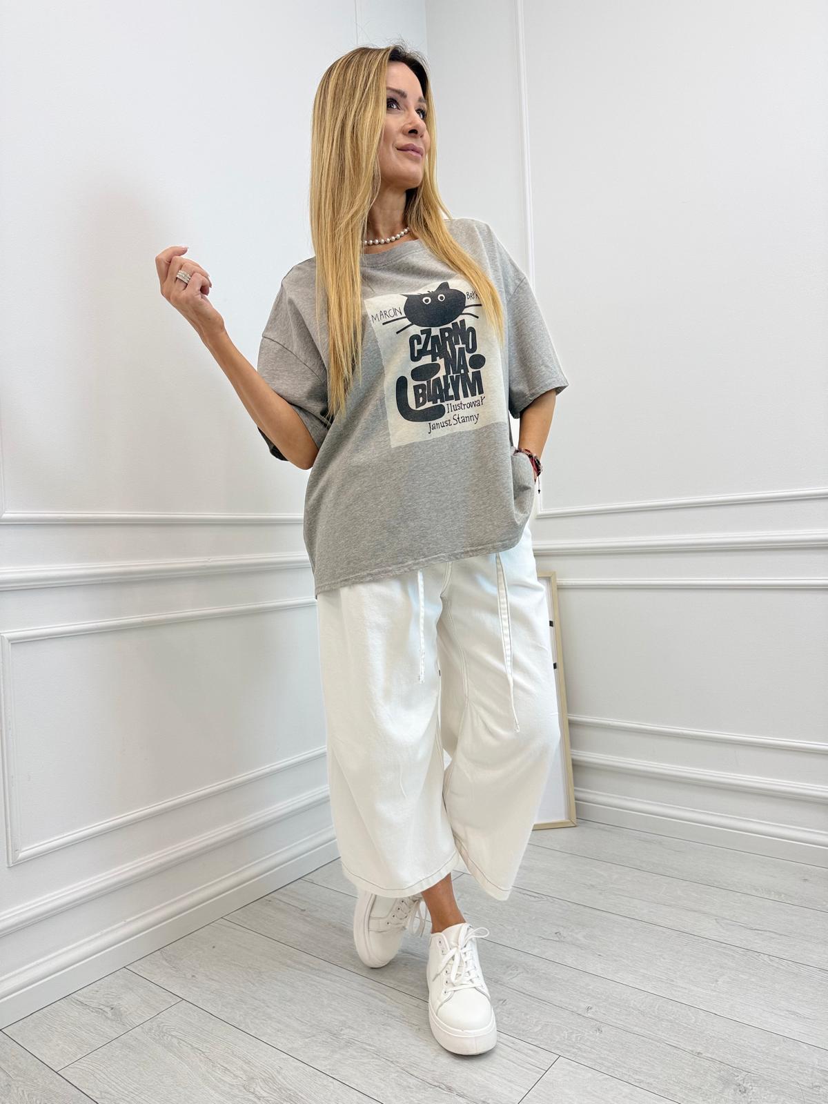 Szara Bluzka T-shirt Cat