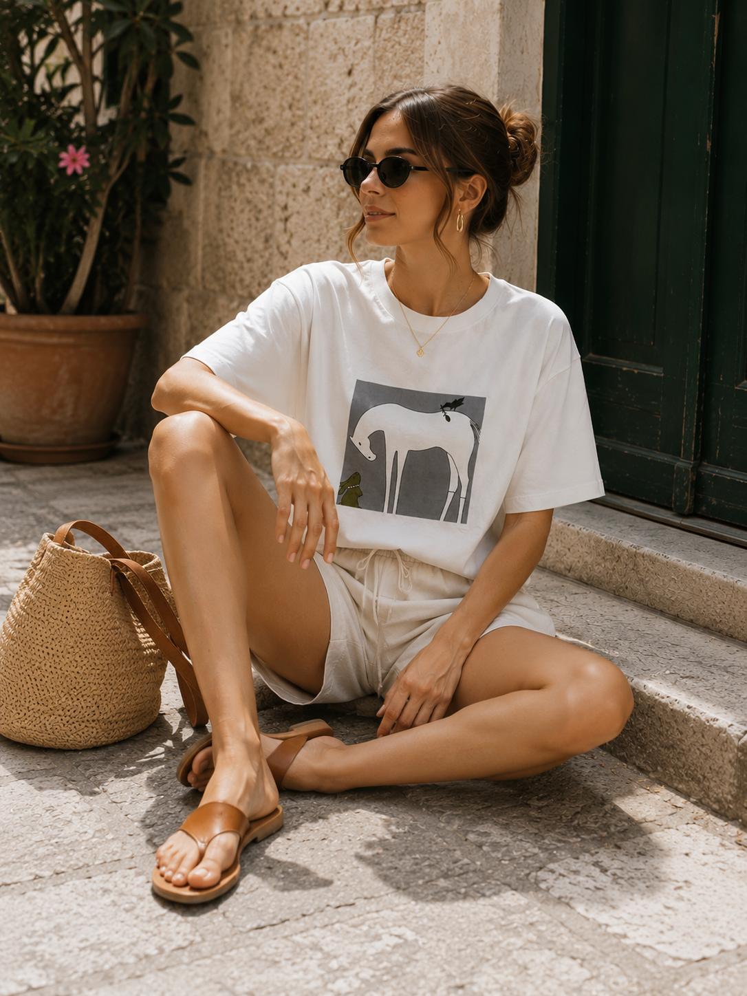 Biała Bluzka T-shirt Horse