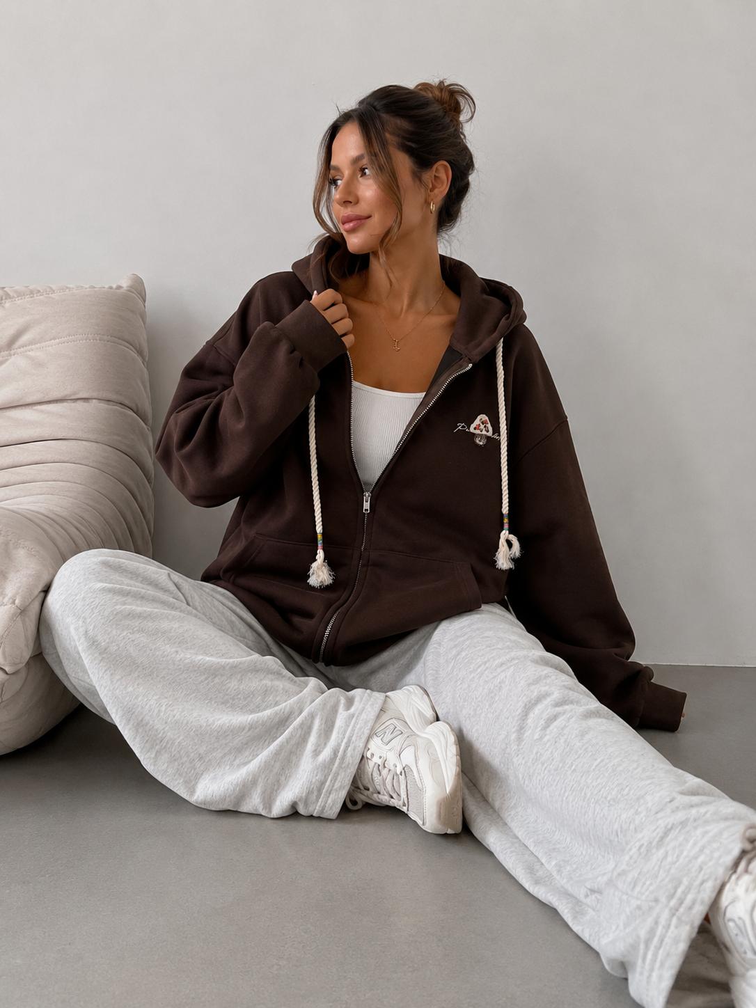  Bluza  Rozpinana z Kapturem JOY Czekoladowa