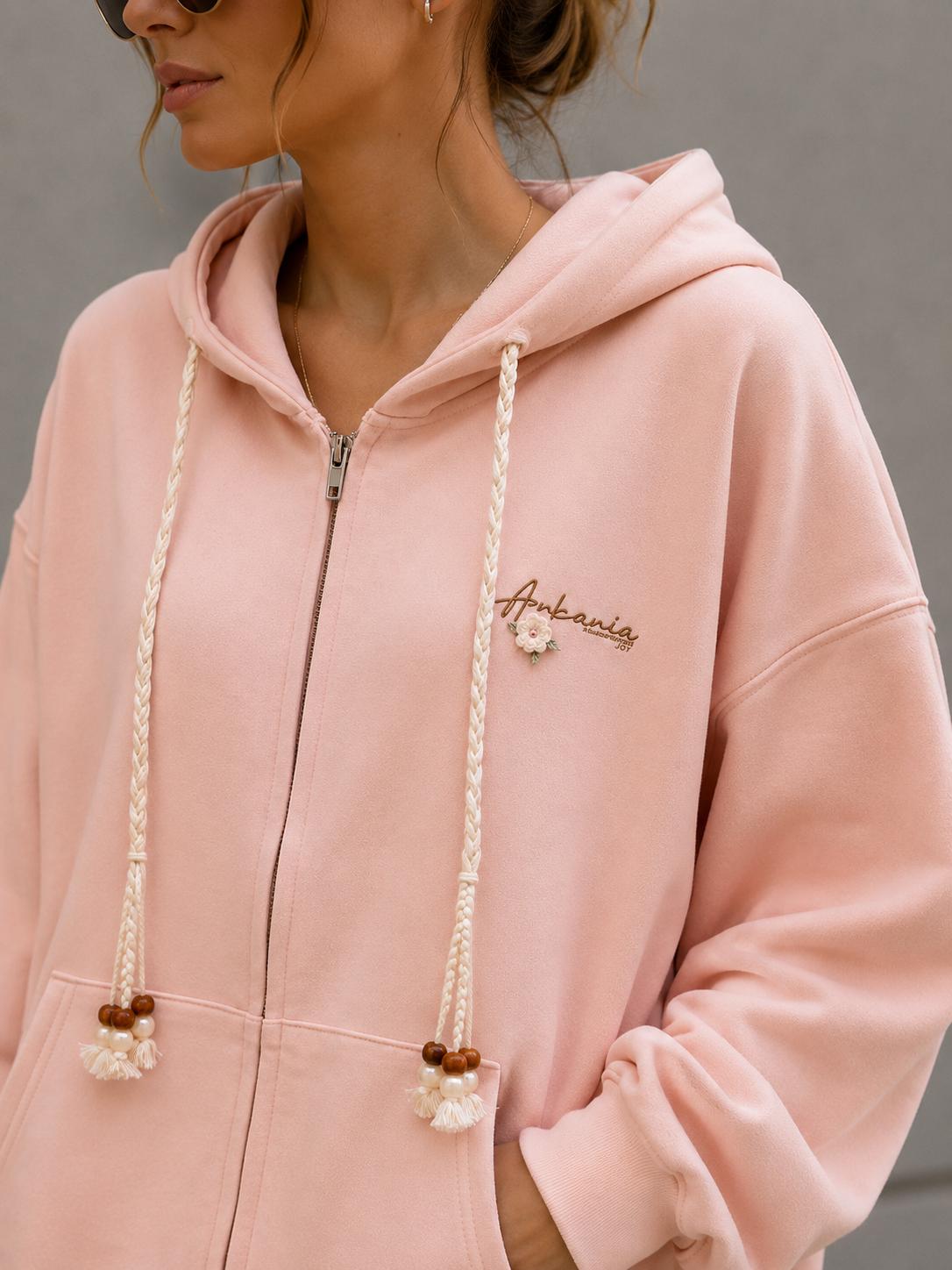  Bluza  Rozpinana z Kapturem JOY Różowa
