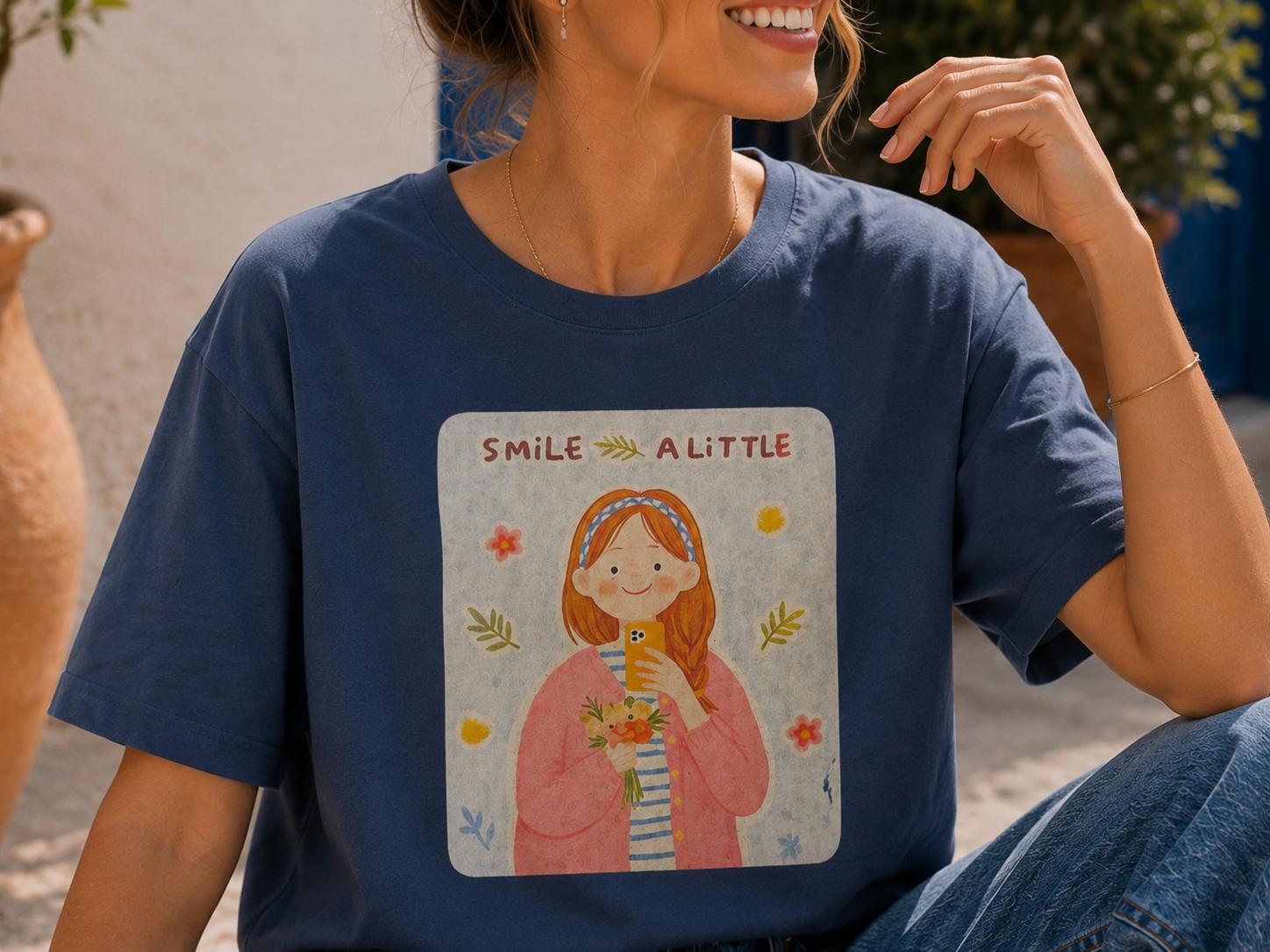 Granatowa Bluzka T-shirt z Aplikacją