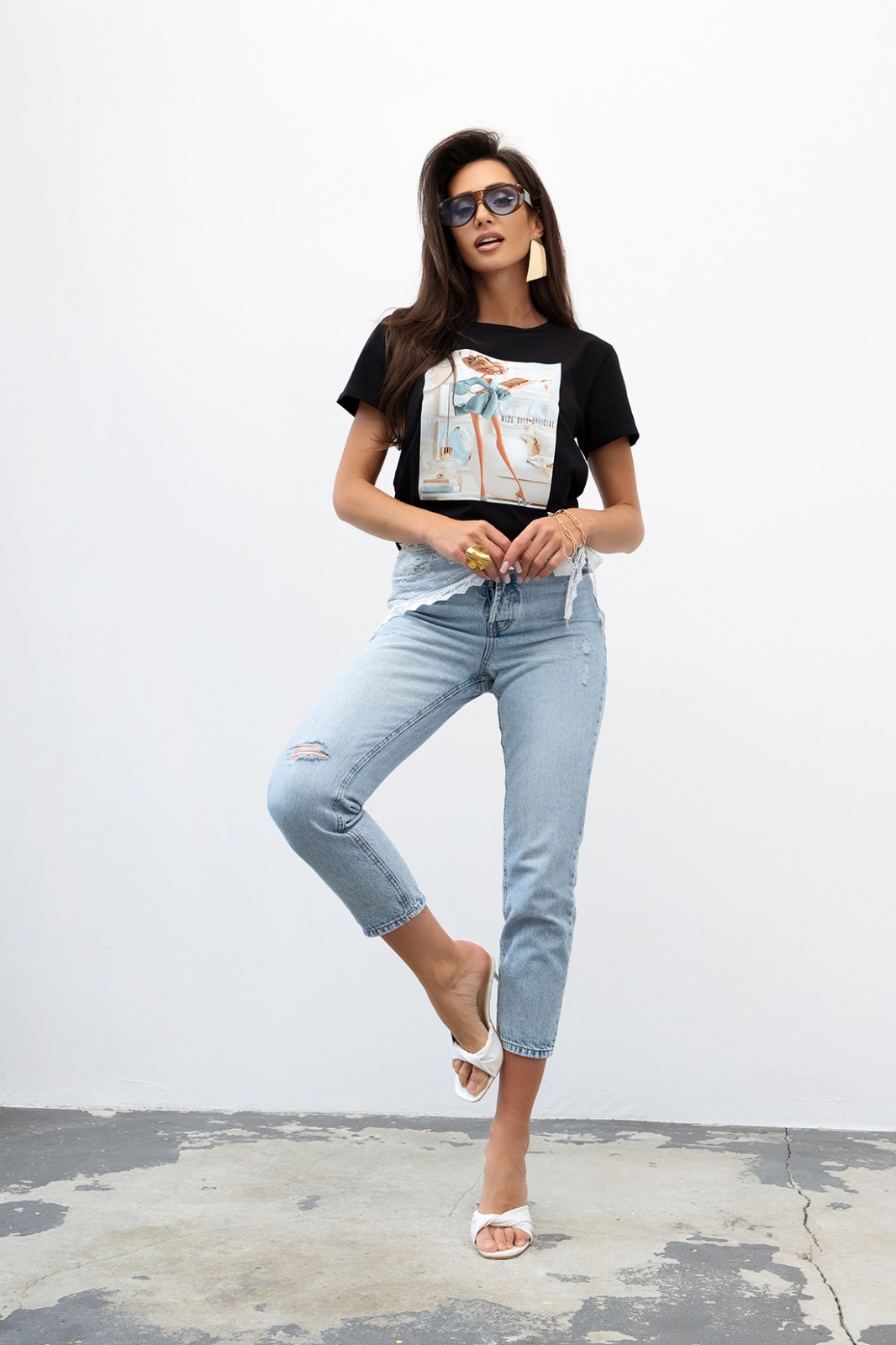 Czerń T-shirt Bluzka Miss City Official Classy Woman