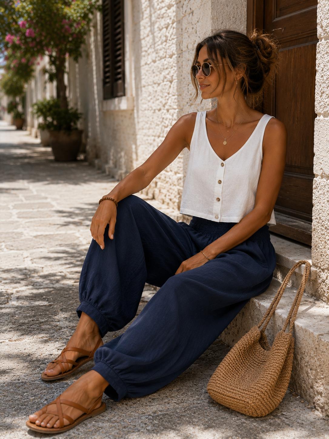 Lniane spodnie Summer Breeze Wiya Granato