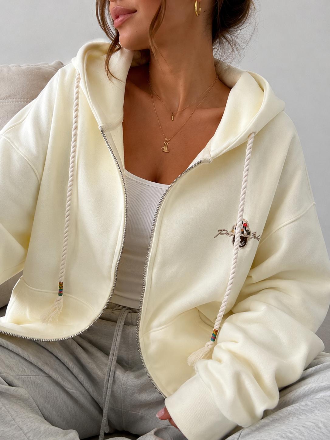  Bluza  Rozpinana z Kapturem JOY Waniliowa