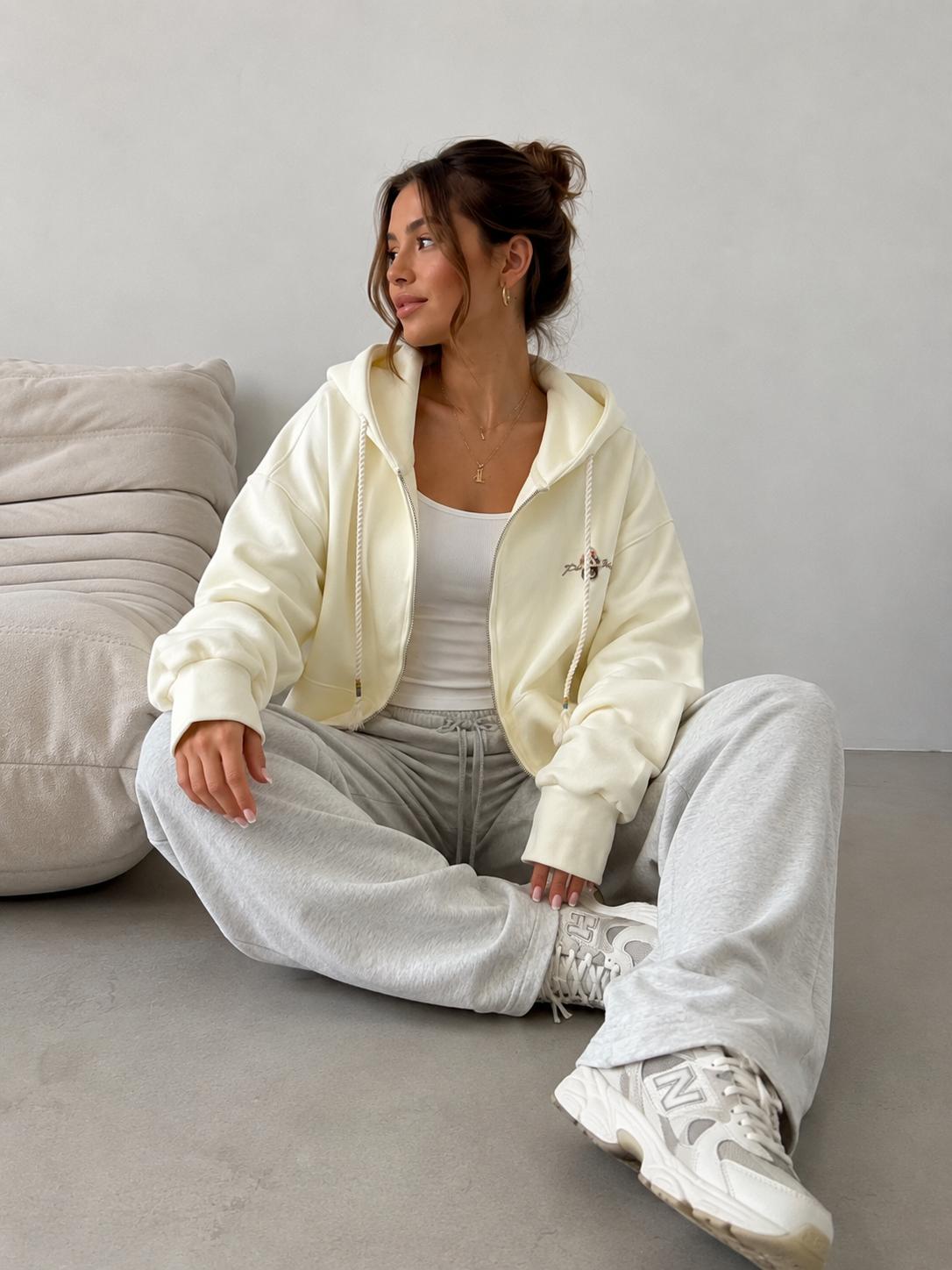  Bluza  Rozpinana z Kapturem JOY Waniliowa