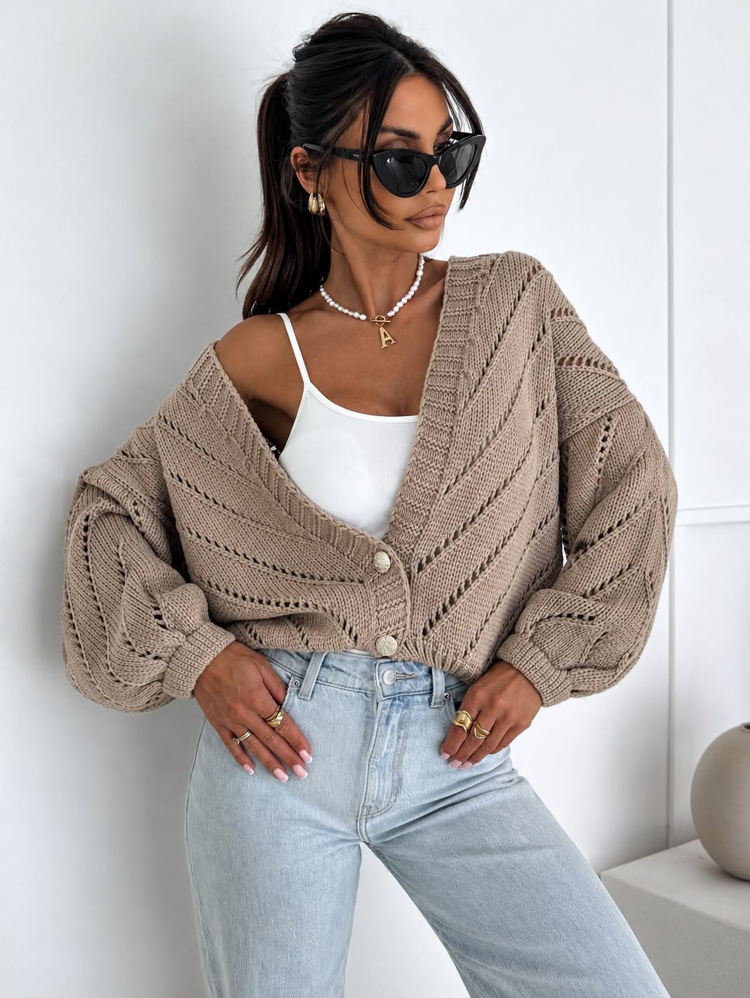 Ażurowy Sweter Bocca Cappuccino