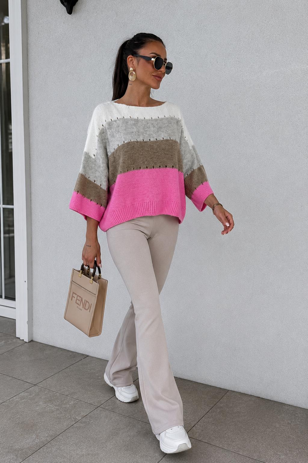 Sweter BY Me Szarość z Różem