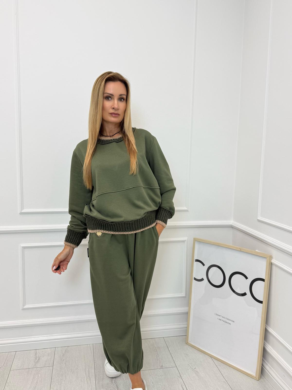 Minouu Komplet Dresowy Parasolka Zielony Khaki Oliwka