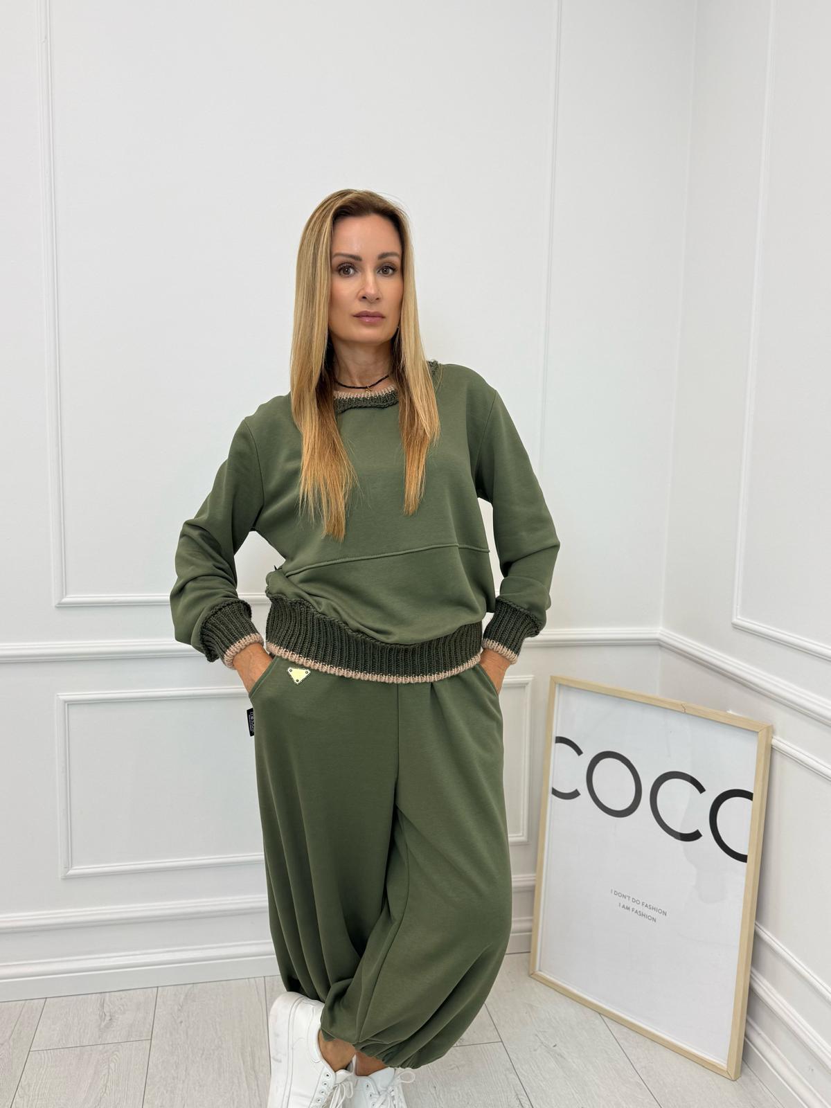 Minouu Komplet Dresowy Parasolka Zielony Khaki Oliwka