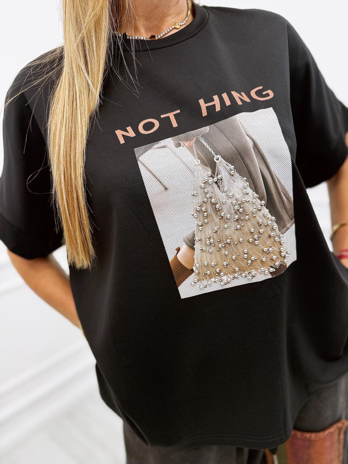 Bawełniany T-shirt Oversize Pearl Bag Czarny