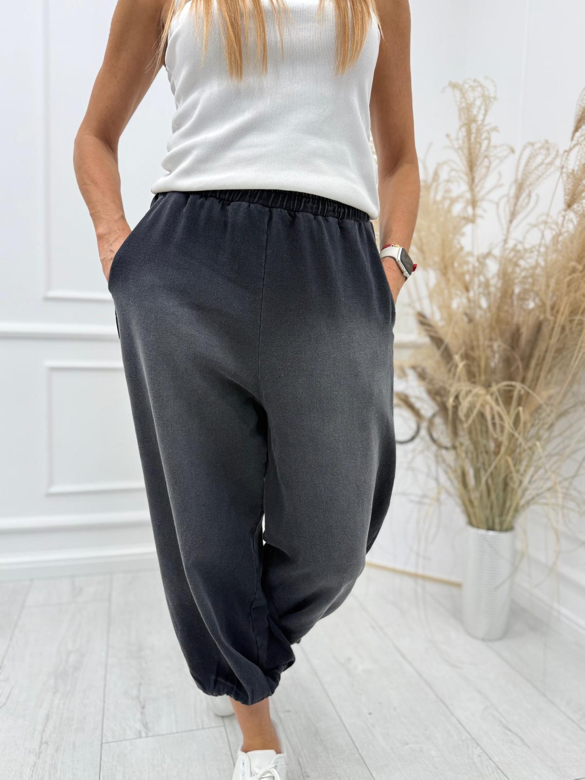 Jeansowe Spodnie Parasolka Denim Grafitowe