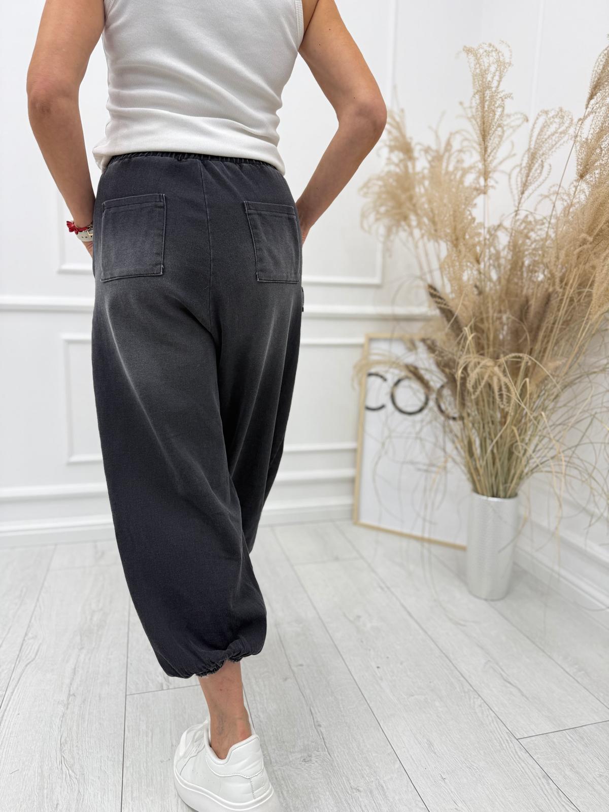 Jeansowe Spodnie Parasolka Denim Grafitowe