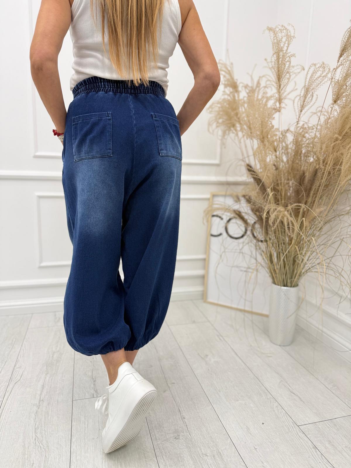 Jeansowe Spodnie Parasolka Denim Granatowe
