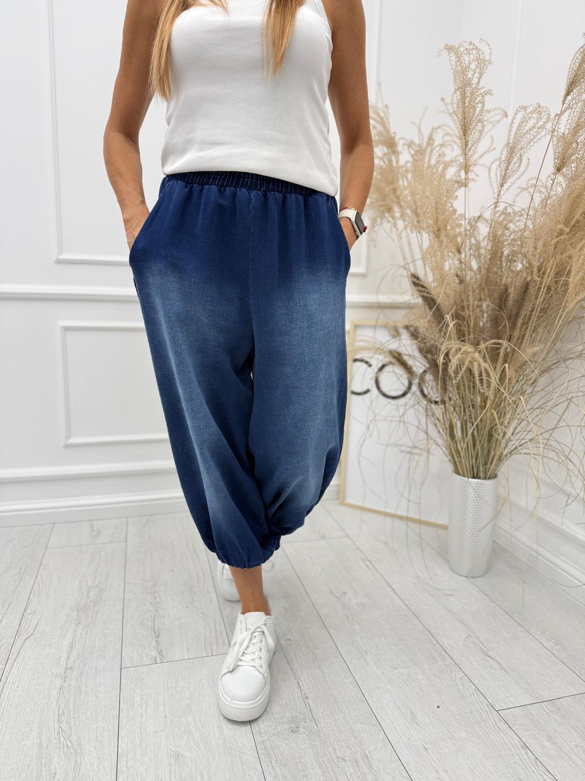 Jeansowe Spodnie Parasolka Denim Granatowe
