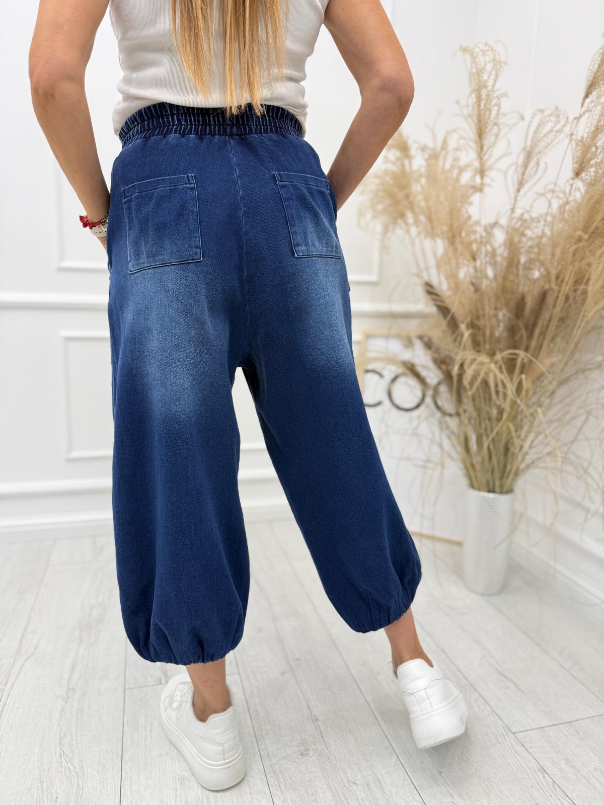 Jeansowe Spodnie Parasolka Denim Granatowe
