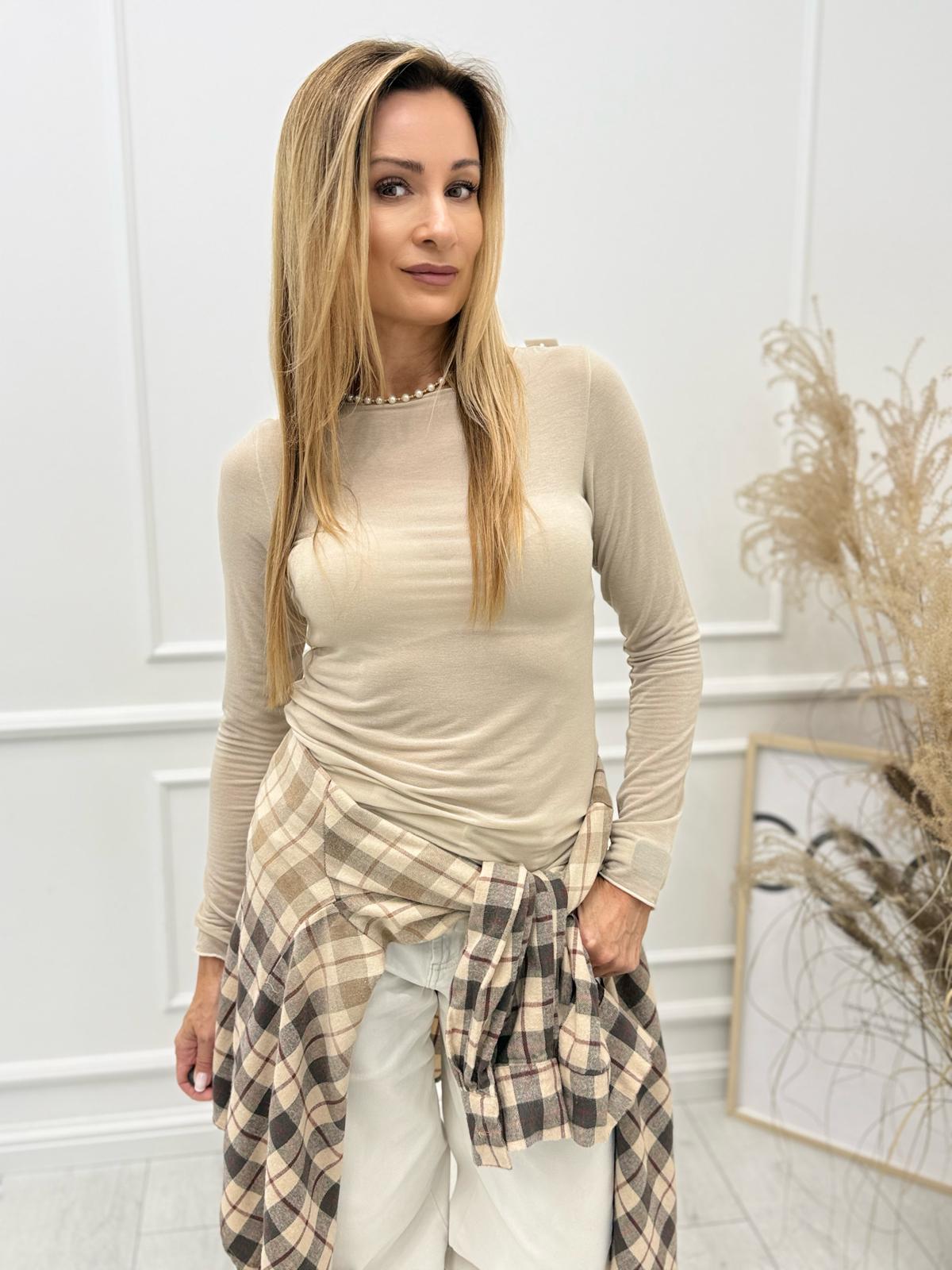  Kaszmirowa Bluzeczka Misto Cashmere Kolor Beżowy