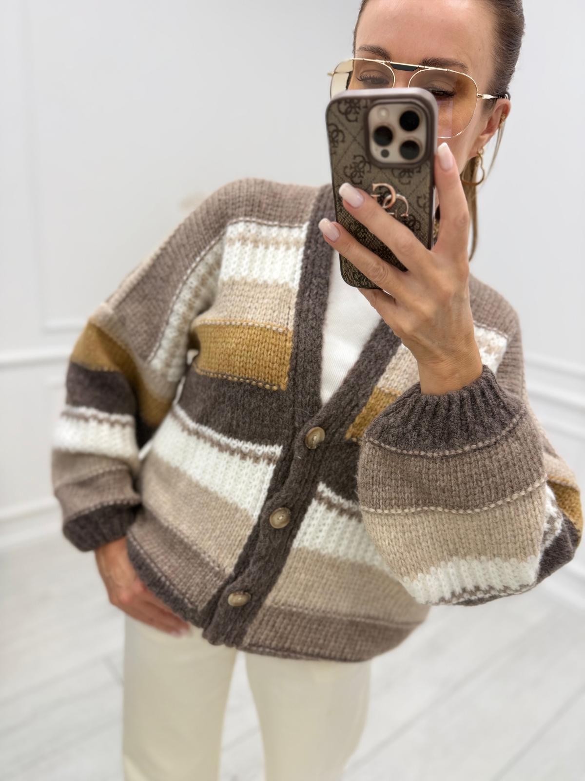 Sweter POLA w Szerokie Pasy z Białym