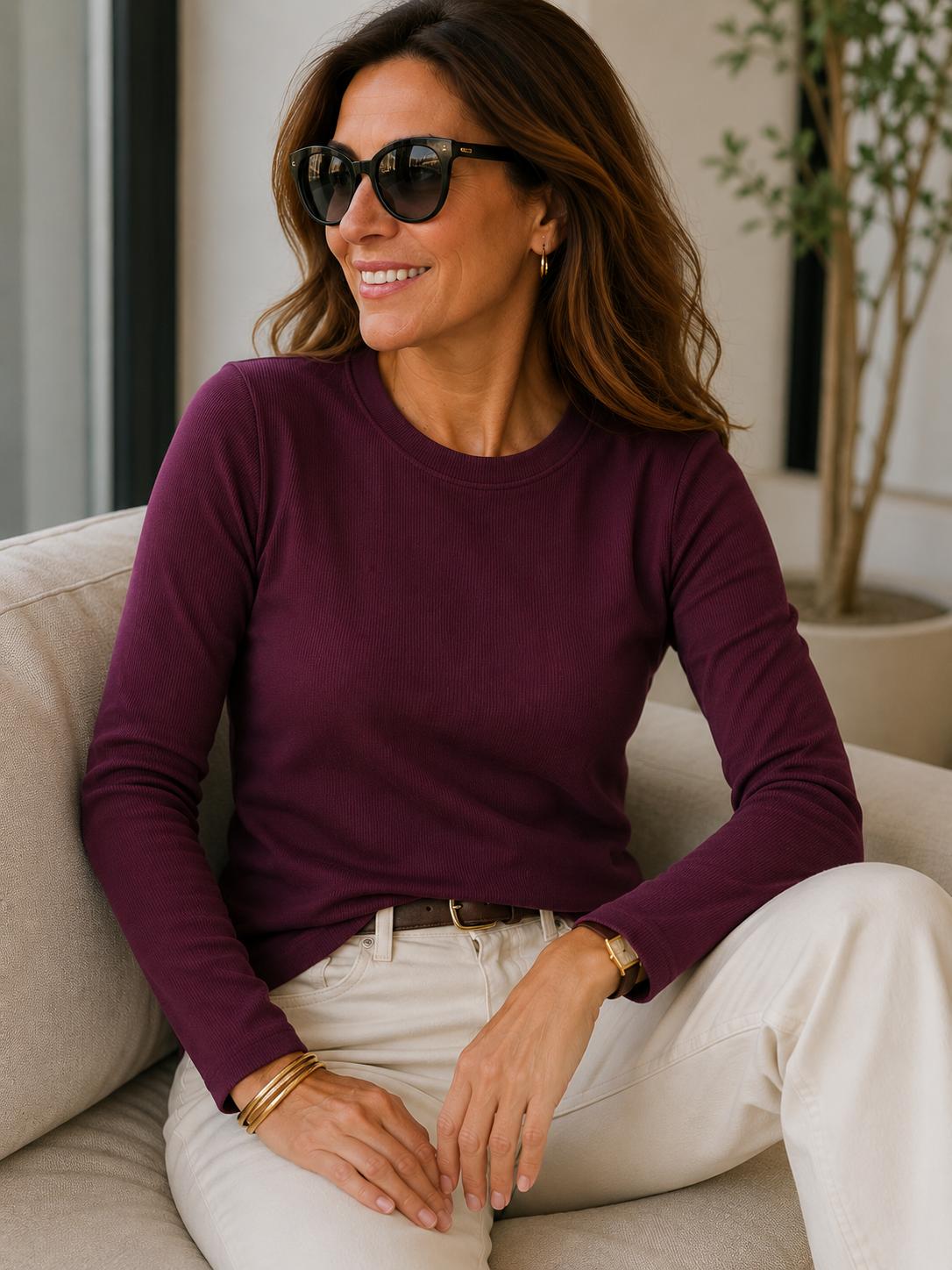 Bluzka Basic BOCCA Wino