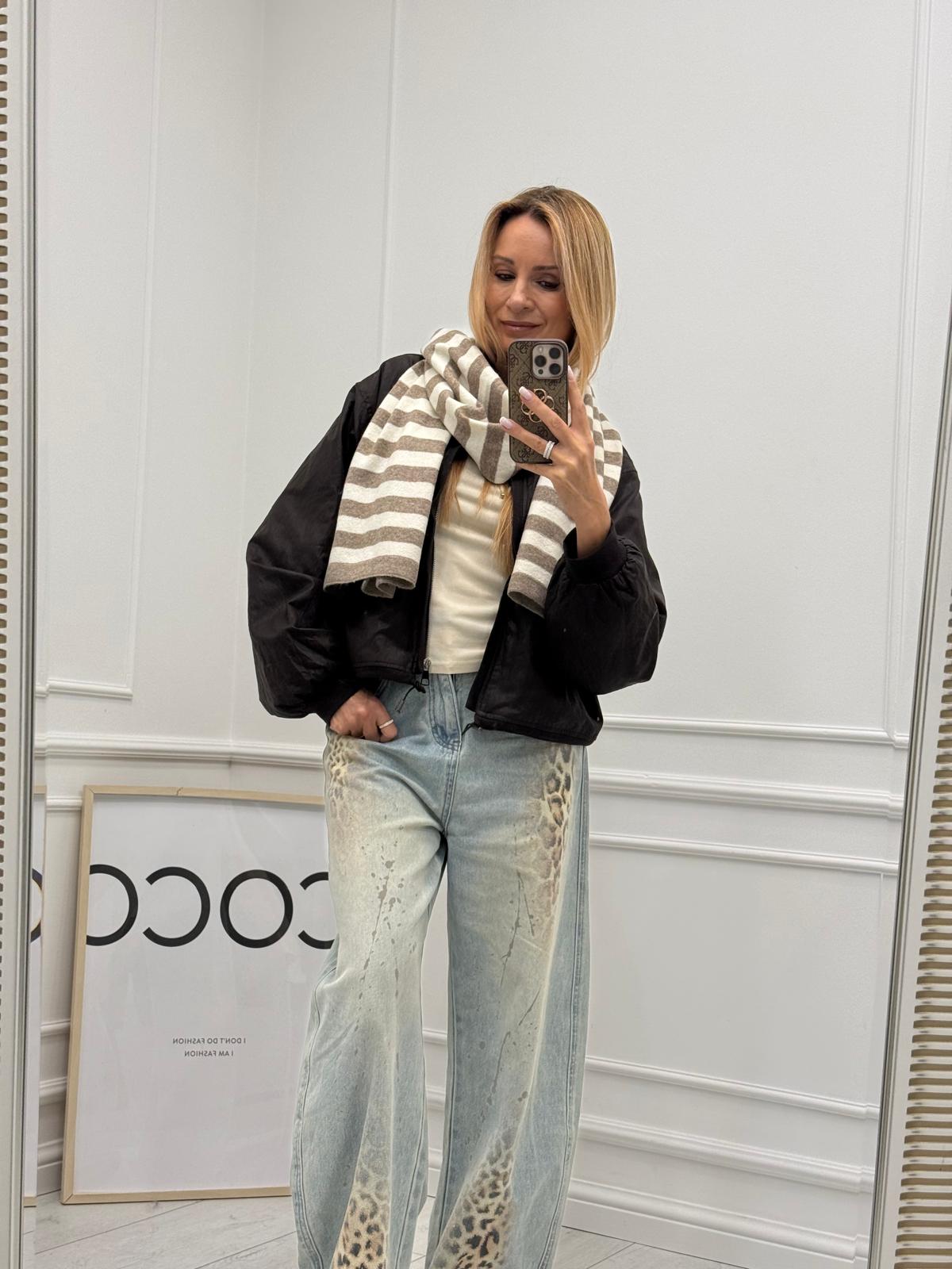 Szalik Dzianinowy w Paski Soft Stripes Beżowy