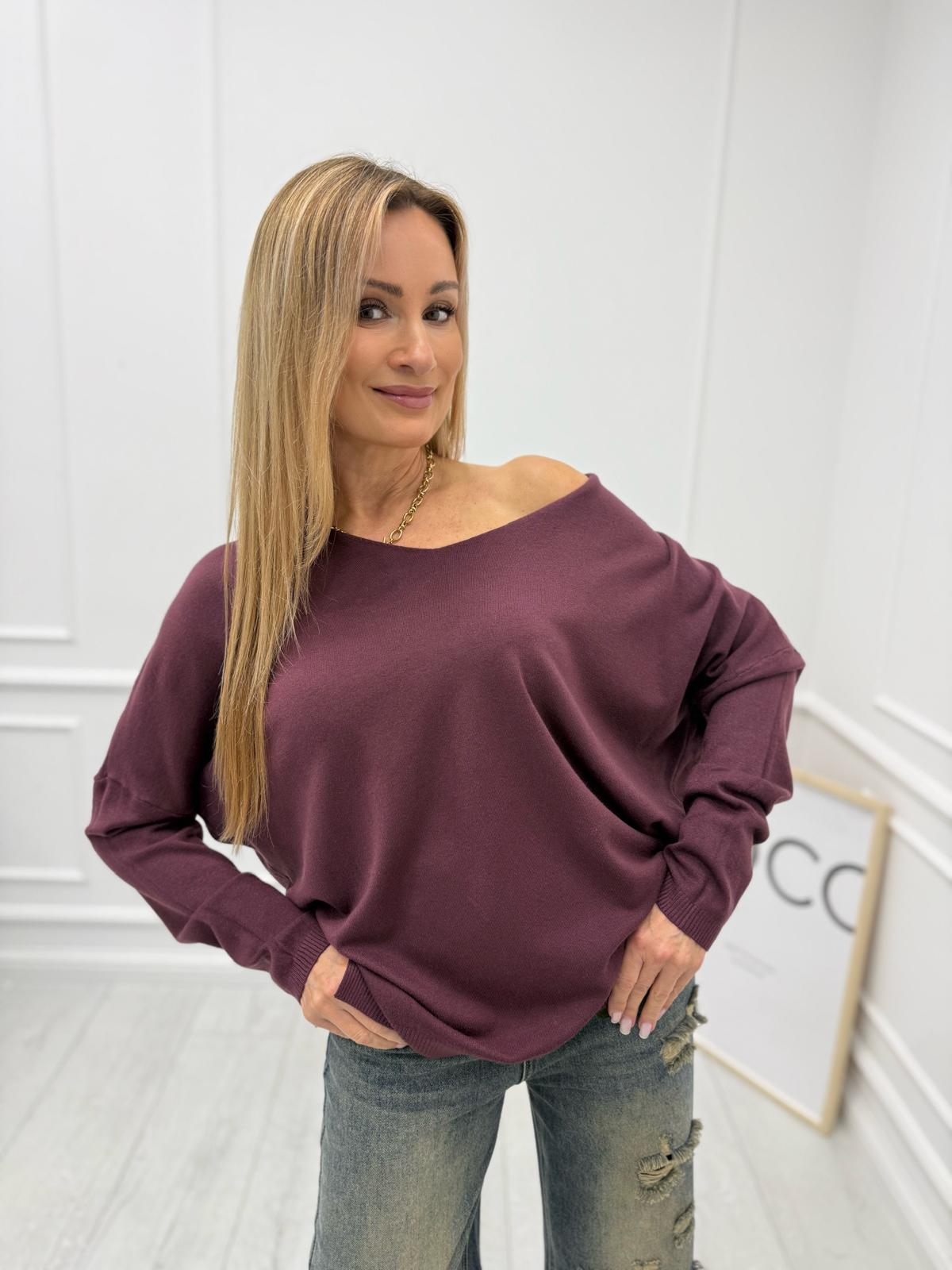 Sweter Wiskozowy Soft Touch Kolor Ciemne Bordo