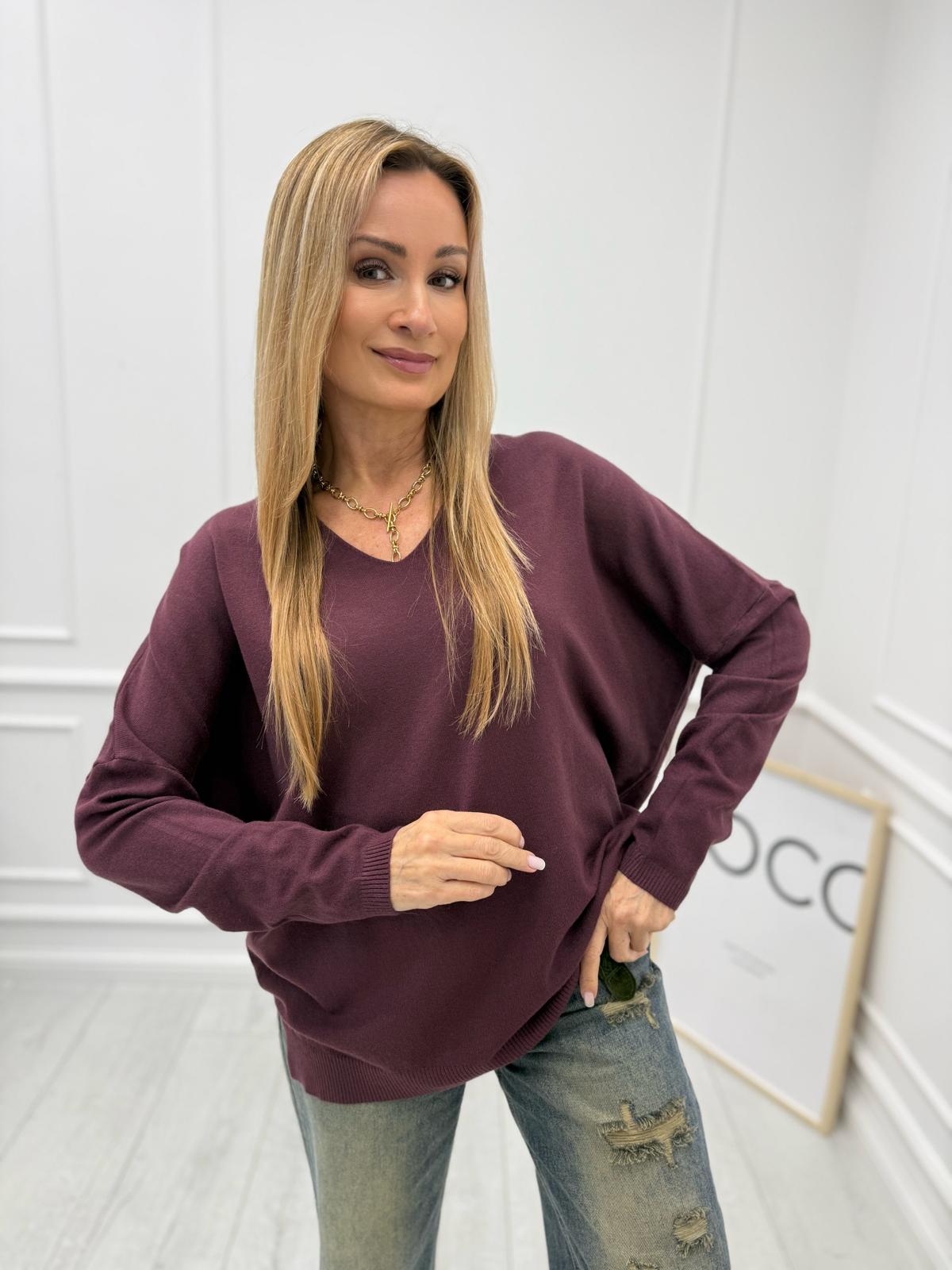 Sweter Wiskozowy Soft Touch Kolor Ciemne Bordo