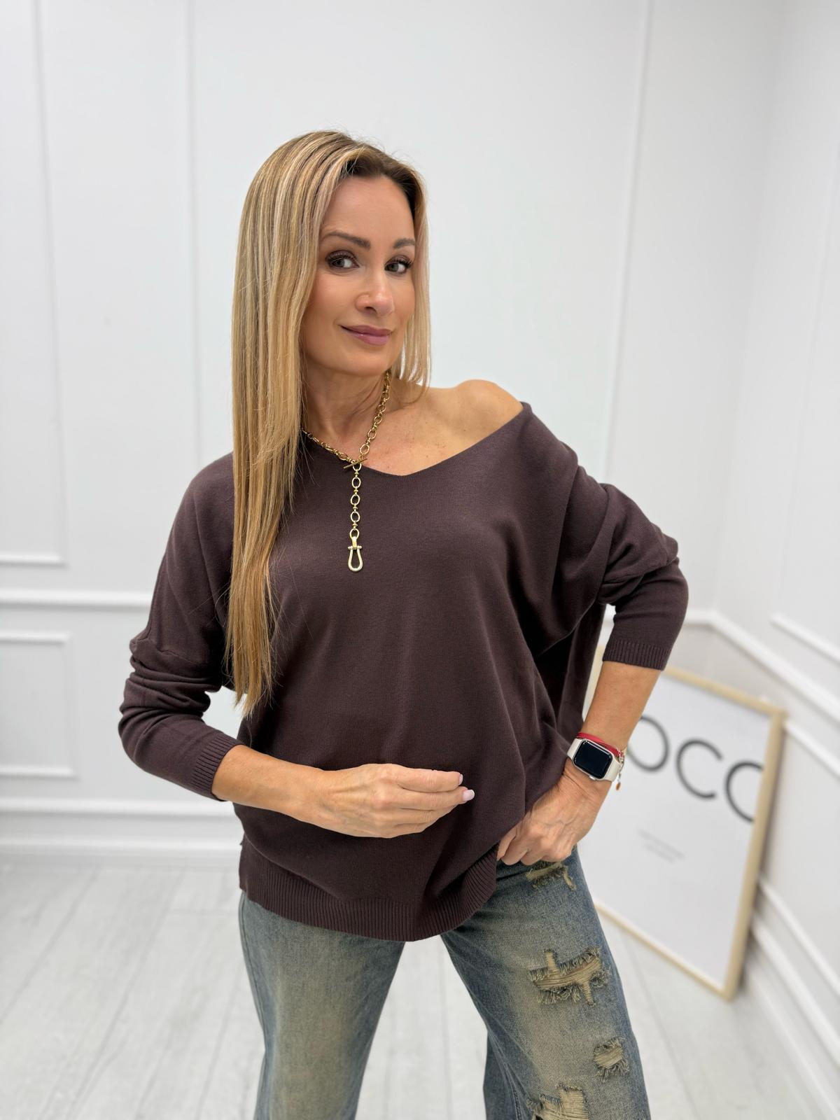 Sweter Wiskozowy Soft Touch Kolor Czekolada