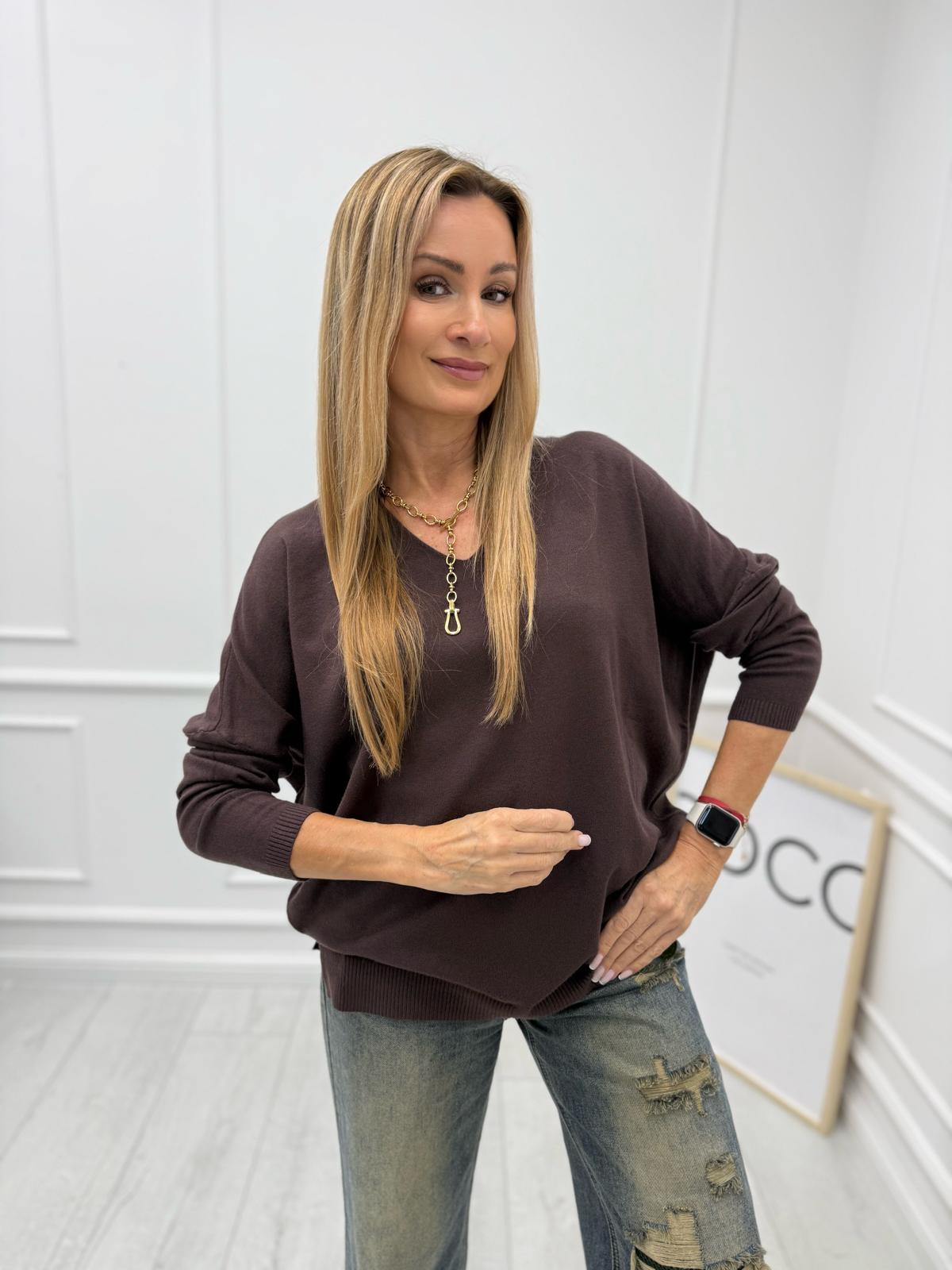 Sweter Wiskozowy Soft Touch Kolor Czekolada