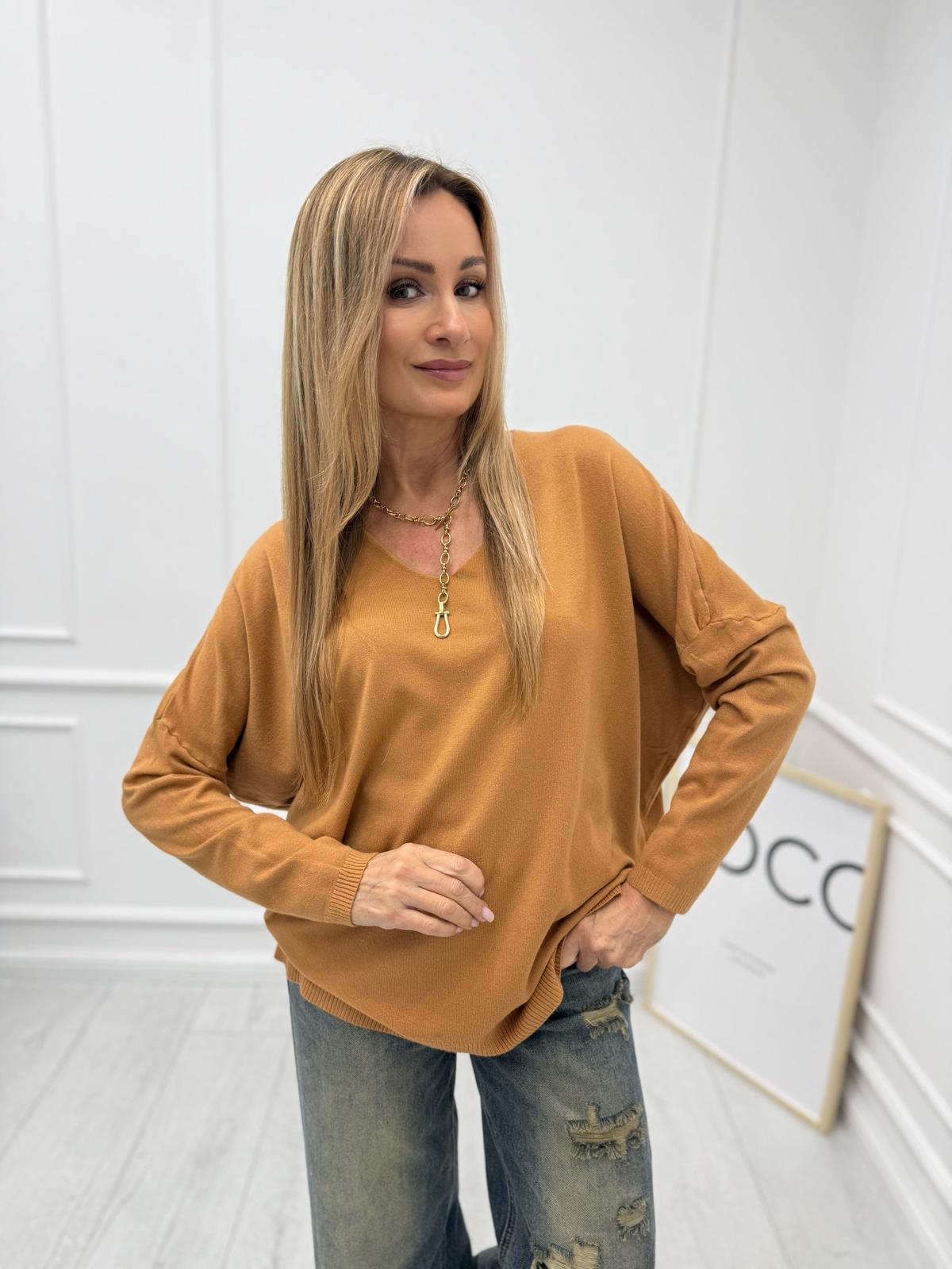 Sweter Wiskozowy Soft Touch Kolor Cynamonowy