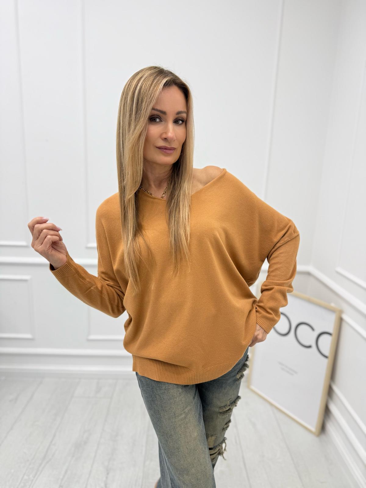 Sweter Wiskozowy Soft Touch Kolor Cynamonowy