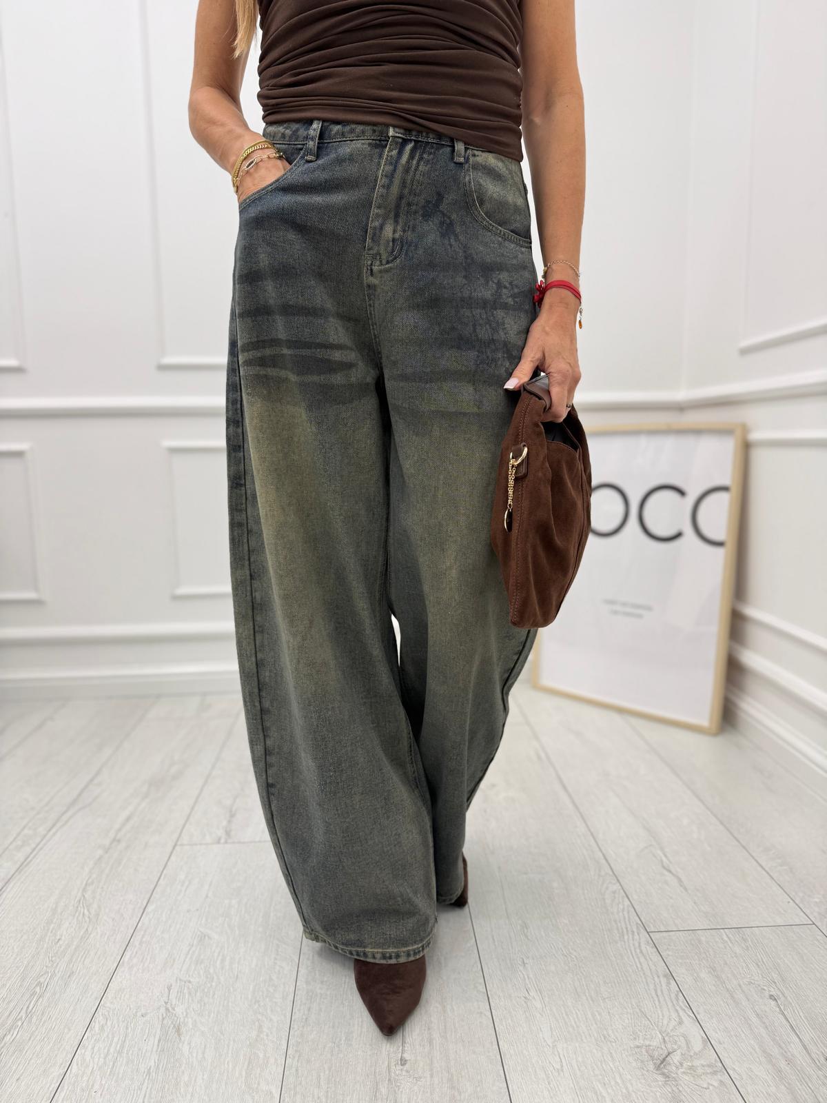 Jeansy Vintage Flower Wide Leg