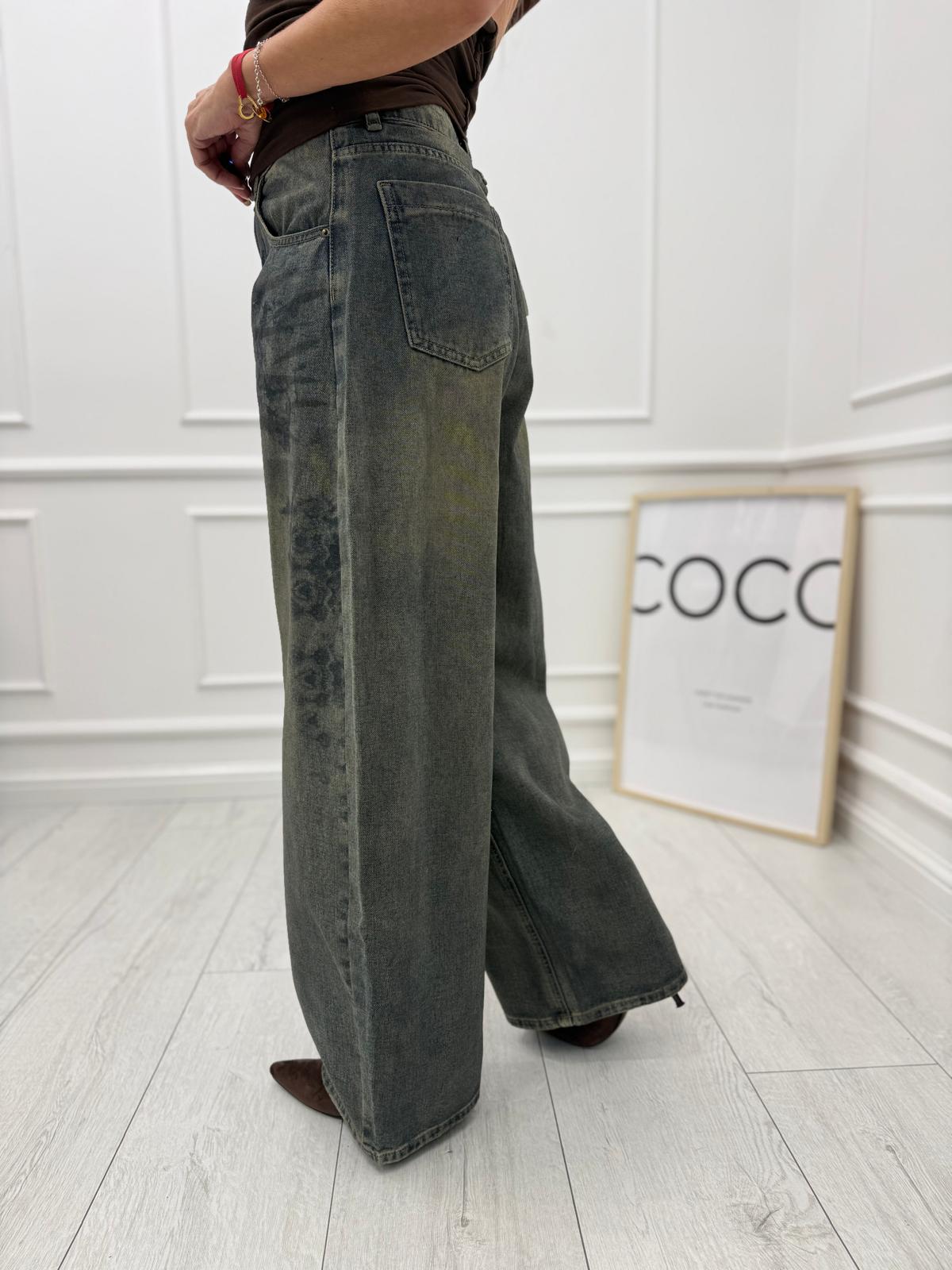 Jeansy Vintage Flower Wide Leg