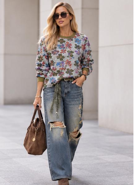 Bluza JOY Jesień Flowers Kolor Szary