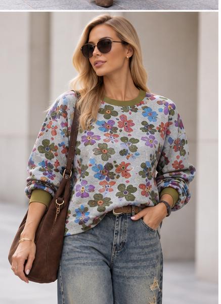 Bluza JOY Jesień Flowers Kolor Szary