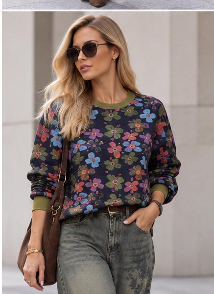 Bluza JOY Jesień Flowers Kolor Granatowy