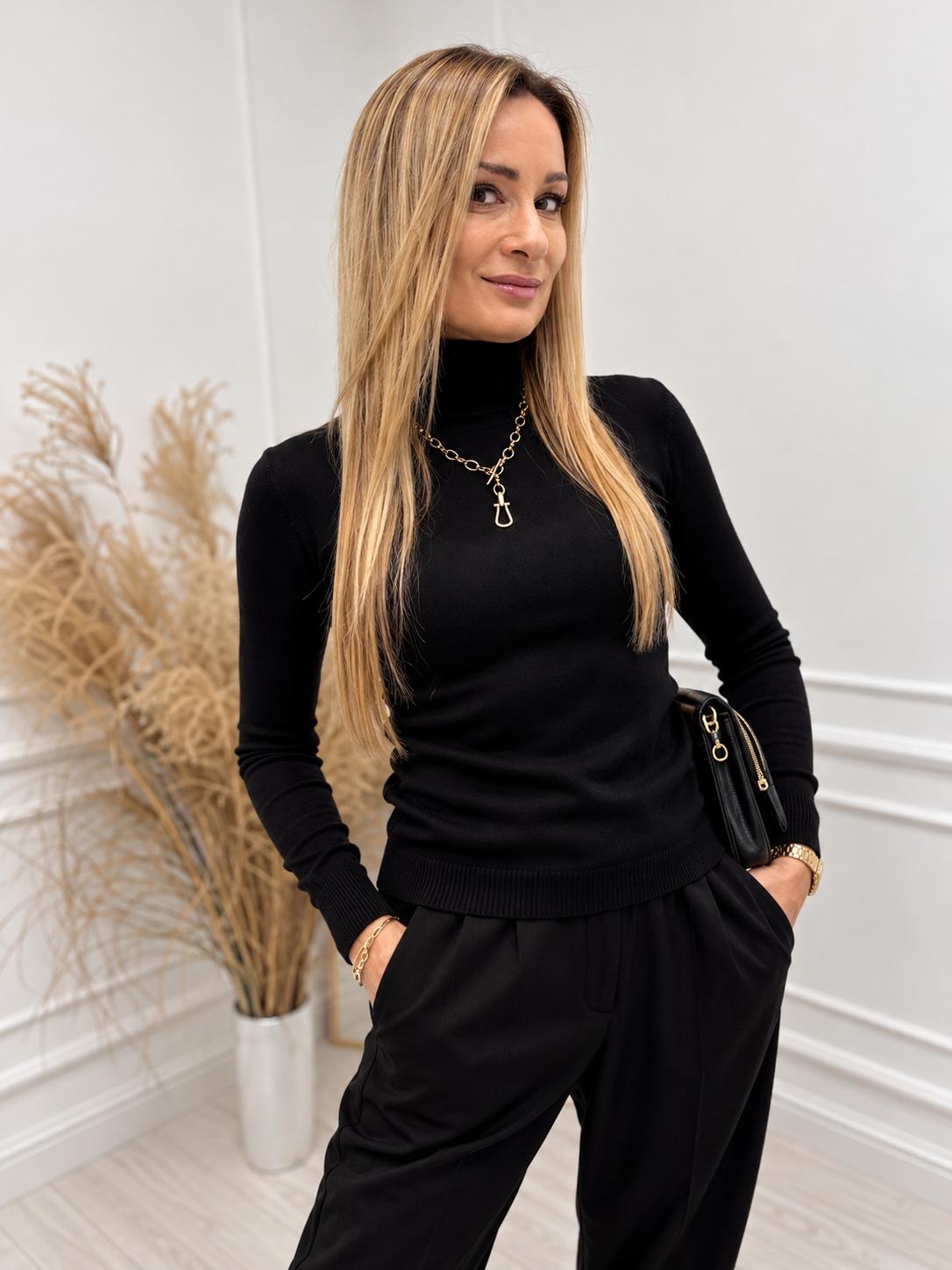 Sweter Golf LEMONADA Wiskozowy Klasyk Czarny 1