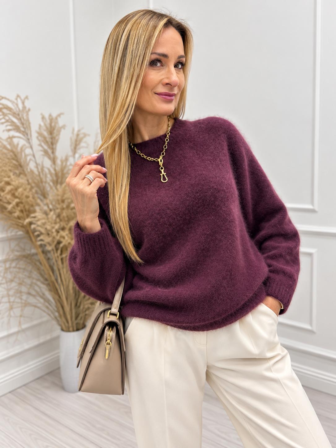 Sweter PREMIUM ANGORA 55% PREMIUM 55% Bordo