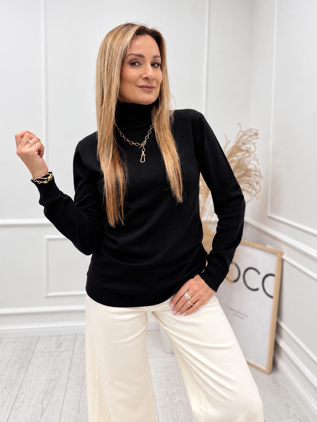 Sweter Golf LEMONADA Wiskozowy Klasyk Czarny