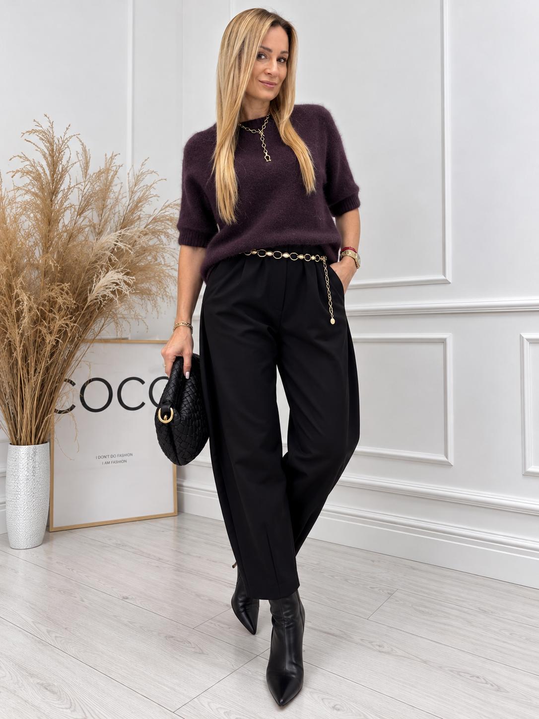SWETER ANGORA PREMIUM KRÓTKI RĘKAW Śliwka 