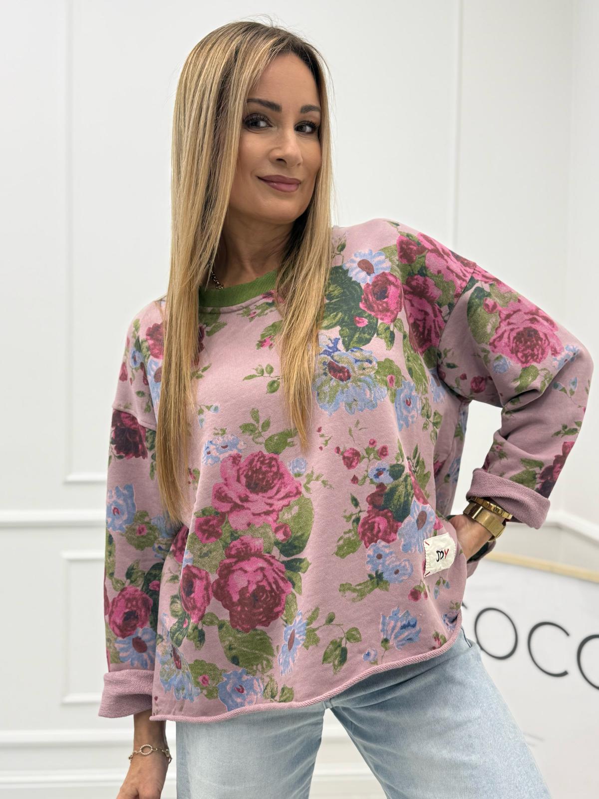 Bluza JOY w Róże Różowa