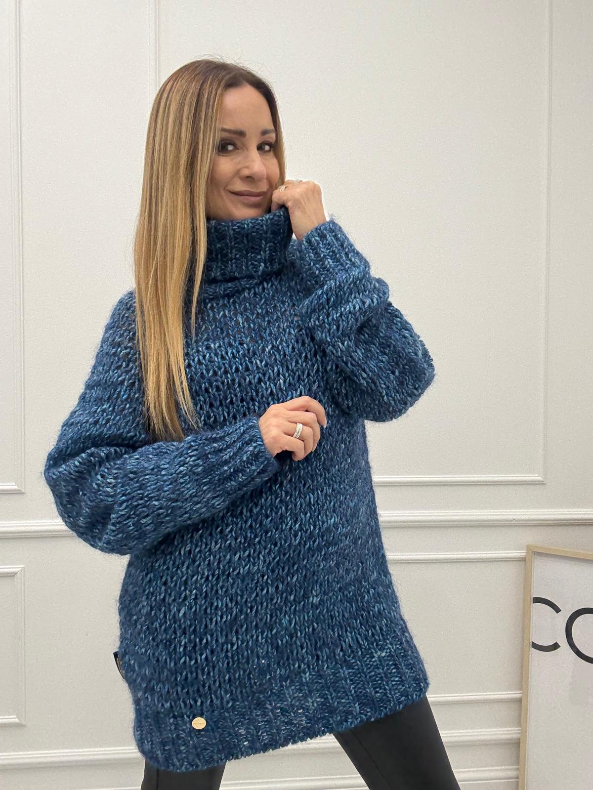 Długi Sweter Minouu Golf Morski 