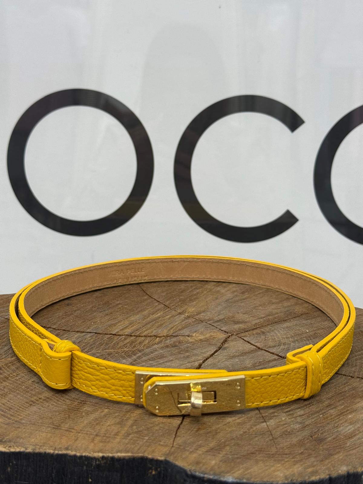 Pasek ala' Hermes Skóra Naturalna Kolor Żółty